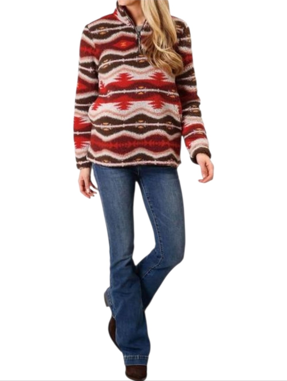 Roper Blanket Aztec Polar Fleece 1/4 Zip Pullover Jacket Medium